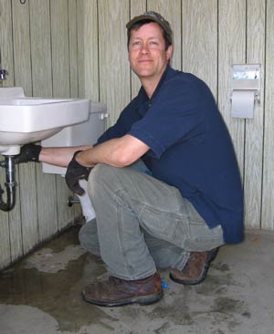 Broken Sink in a Pool House